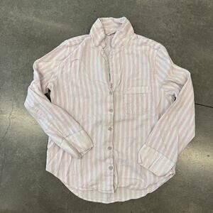 Vintage Y2k Victoria's Secret Pink White Pinstripe Longsleeve Button Up Small